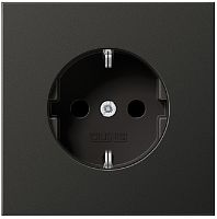Розетка с заземлением без рамки Jung LS990 metal 1-м. шторки антрацит картинка